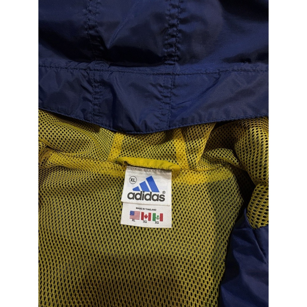 Vintage 90s Adidas 3 Stripe‎ Windbreaker Jacket Men's Large Blue Hooded Anorak - Picture 5 of 12